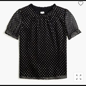 JCrew Factoey Ruffleneck top with foil clip dot